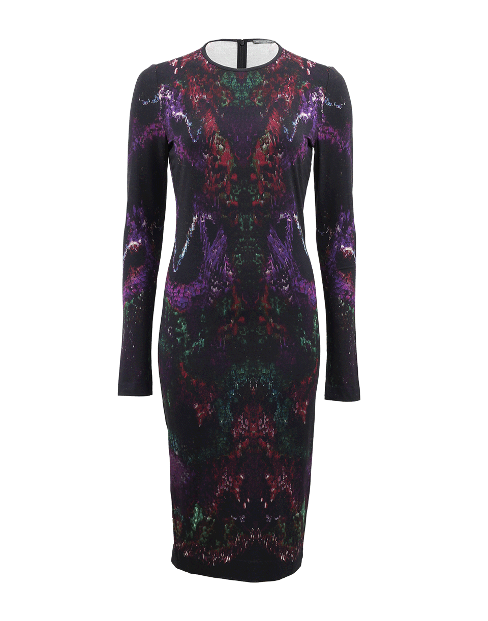 ALEXANDER MCQUEEN-Moth Print Jersey Dress-