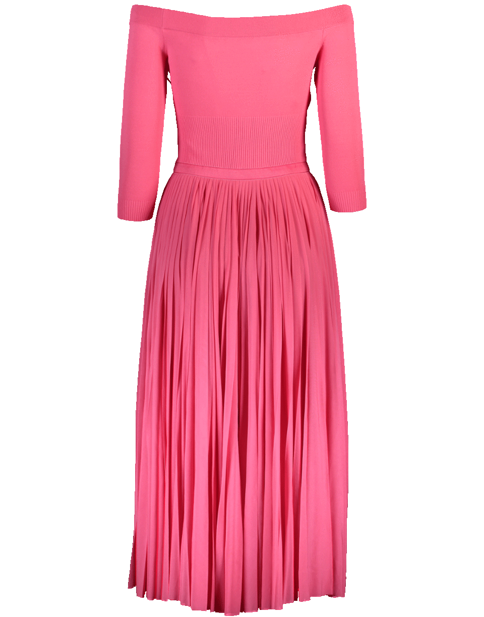 ALEXANDER MCQUEEN-Off Shoulder Dress With Pleated Skirt-