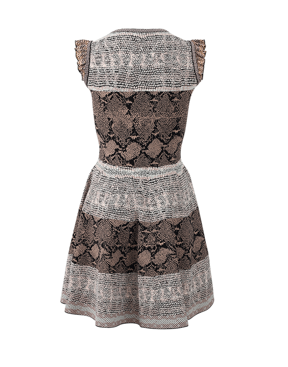 ALEXANDER MCQUEEN-Ruffle Snake Print Dress-