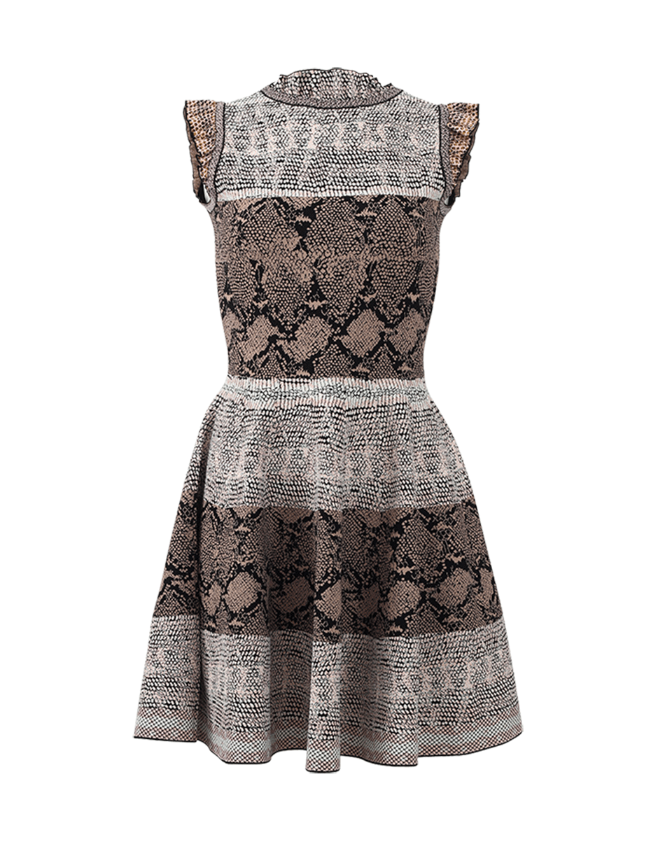 ALEXANDER MCQUEEN-Ruffle Snake Print Dress-