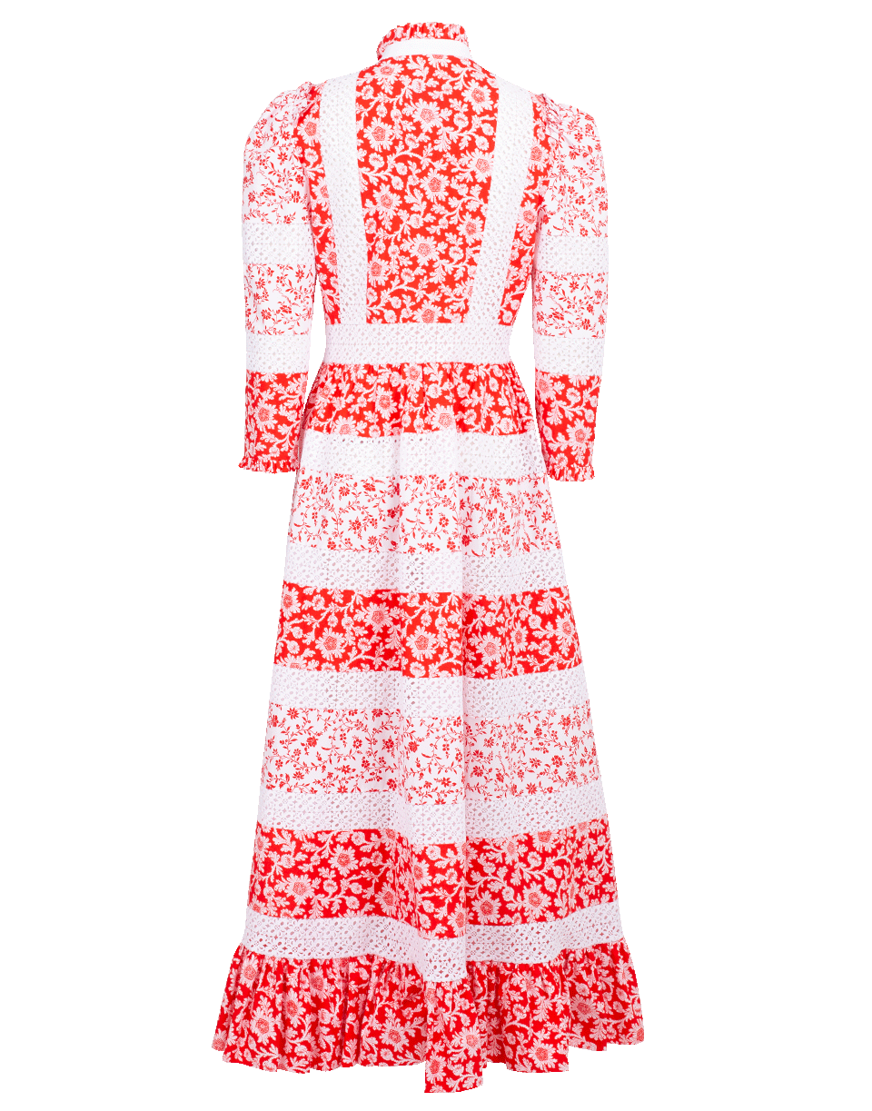 ALEXANDER MCQUEEN-Lace Insert Shirt Dress-RED/WHT