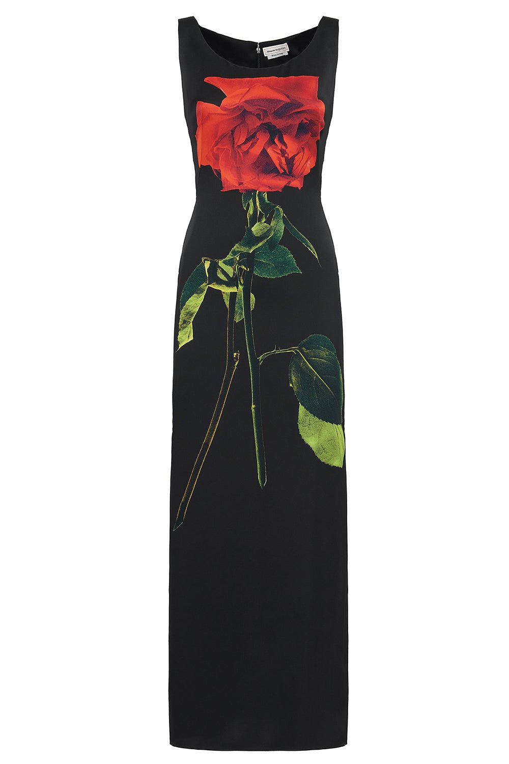 ALEXANDER MCQUEEN-Rose Print Midi Dress-