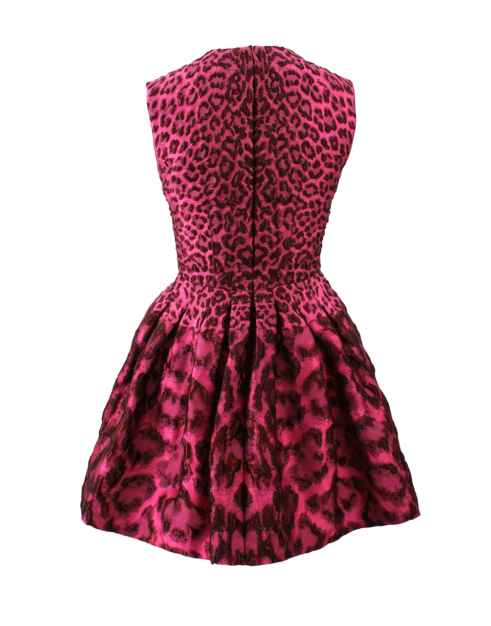 ALEXANDER MCQUEEN-Full Skirt Leopard Dress-BLK/PNK