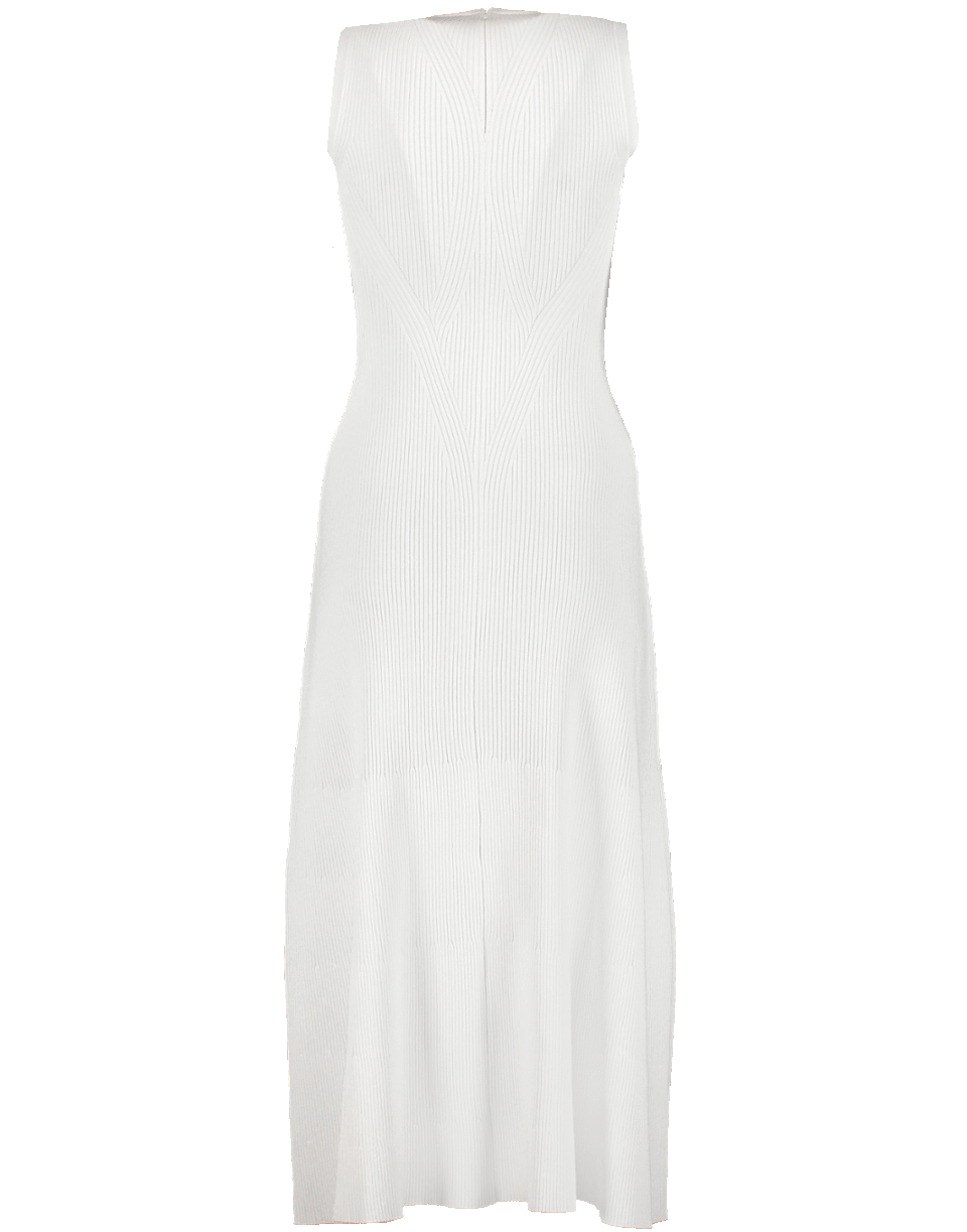 ALEXANDER MCQUEEN-Crew Neck Knit Dress-IVRY/SLV
