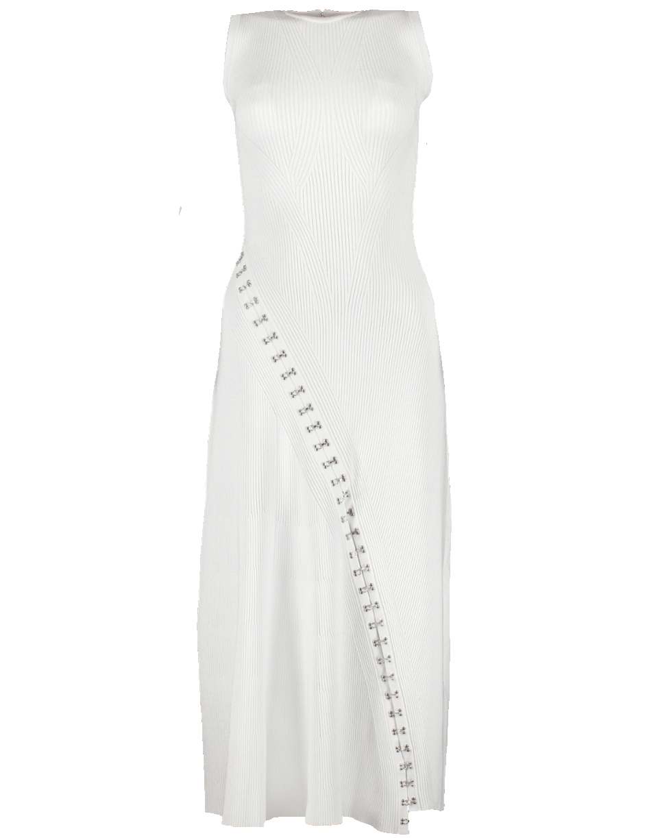 ALEXANDER MCQUEEN-Crew Neck Knit Dress-IVRY/SLV