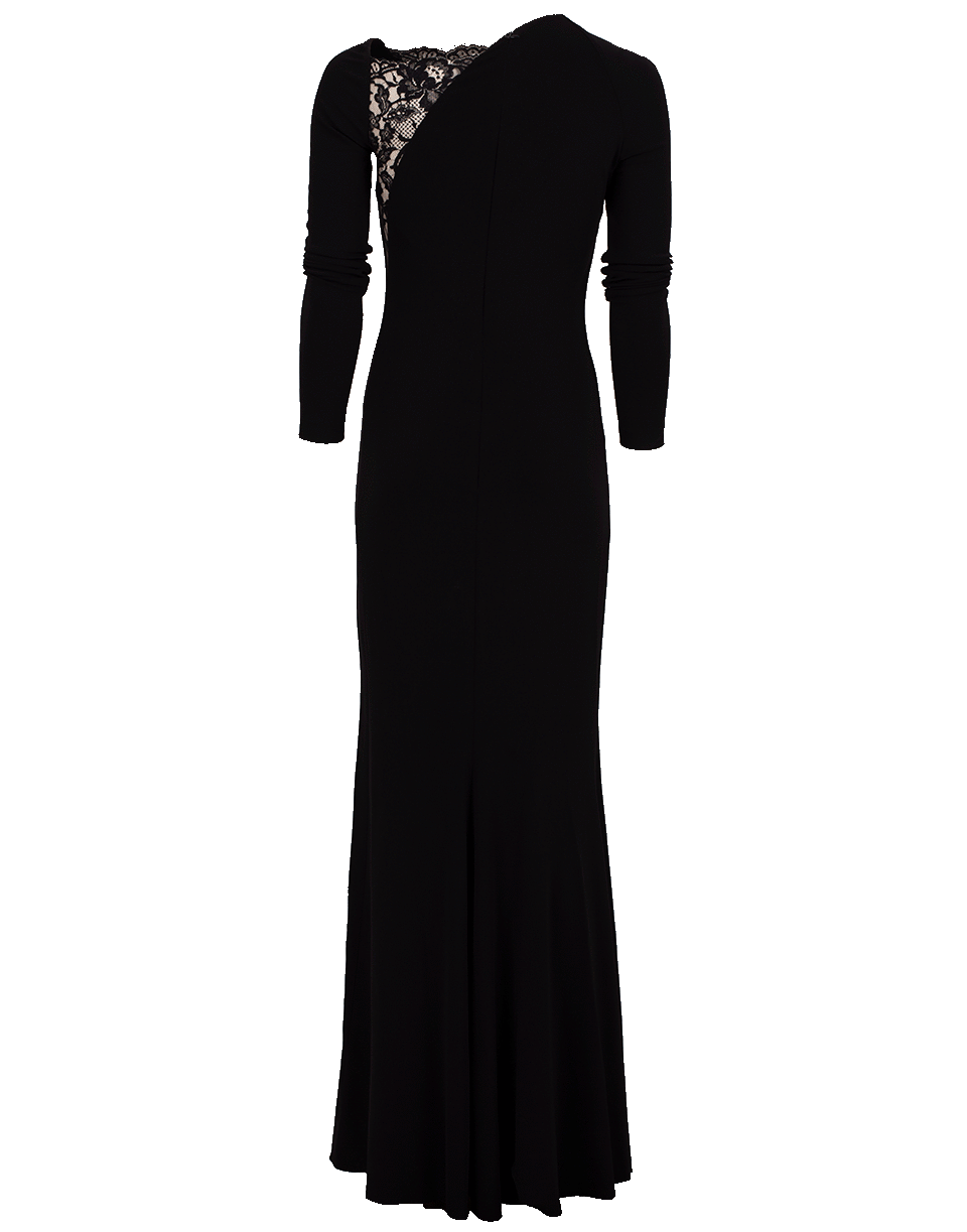 ALEXANDER MCQUEEN-Jersey Gown with Lace Inserts-BLACK