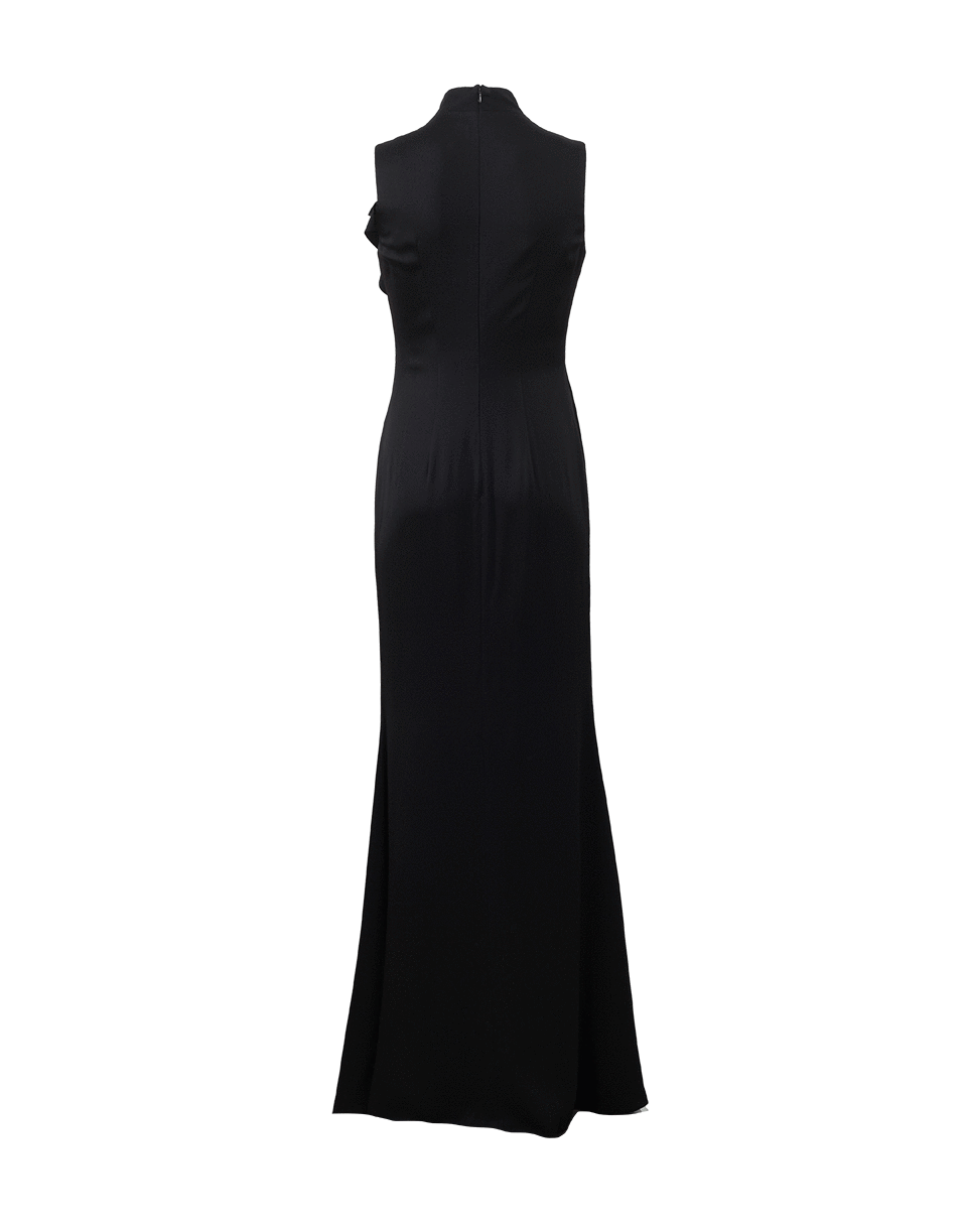 ALEXANDER MCQUEEN-Mock Neck Ruffled Gown-