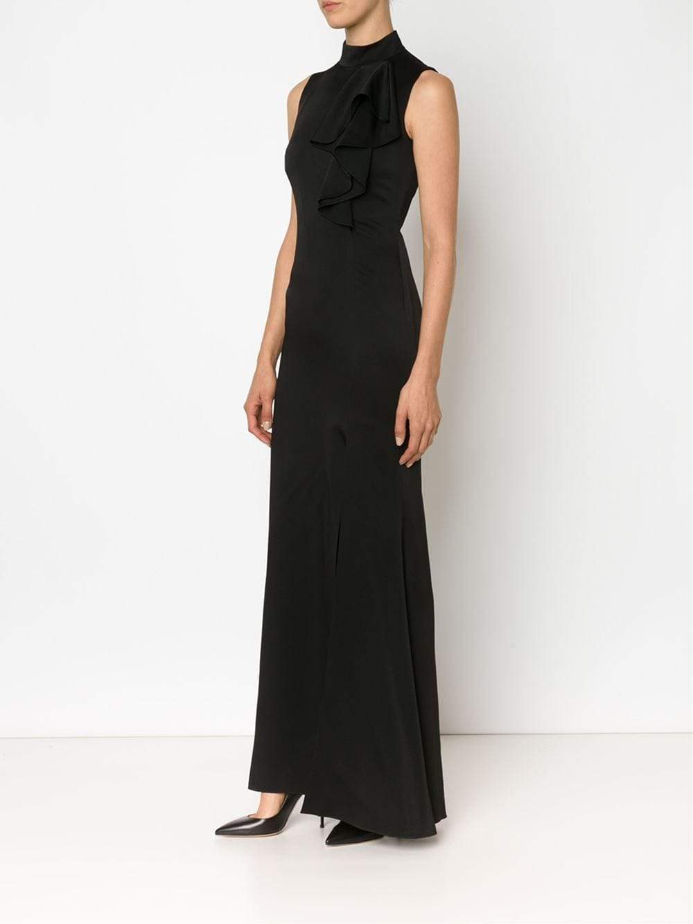 ALEXANDER MCQUEEN-Mock Neck Ruffled Gown-
