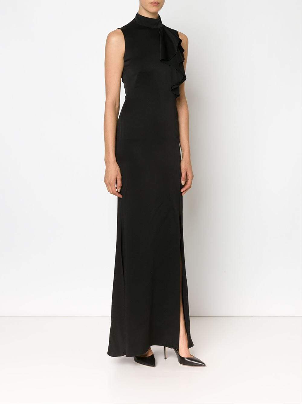 ALEXANDER MCQUEEN-Mock Neck Ruffled Gown-