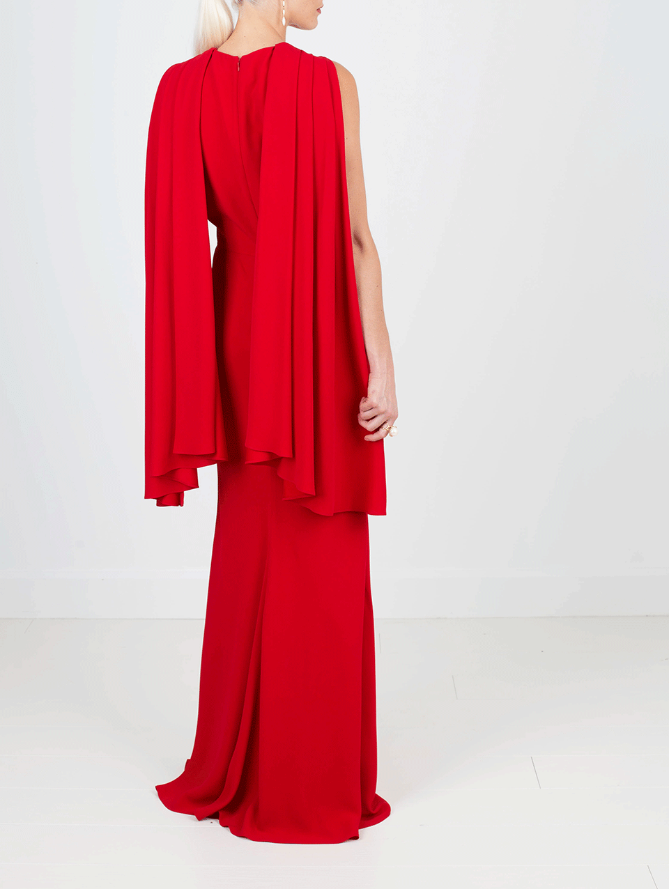 ALEXANDER MCQUEEN-High Neck Scarf Dress-CRIMSON