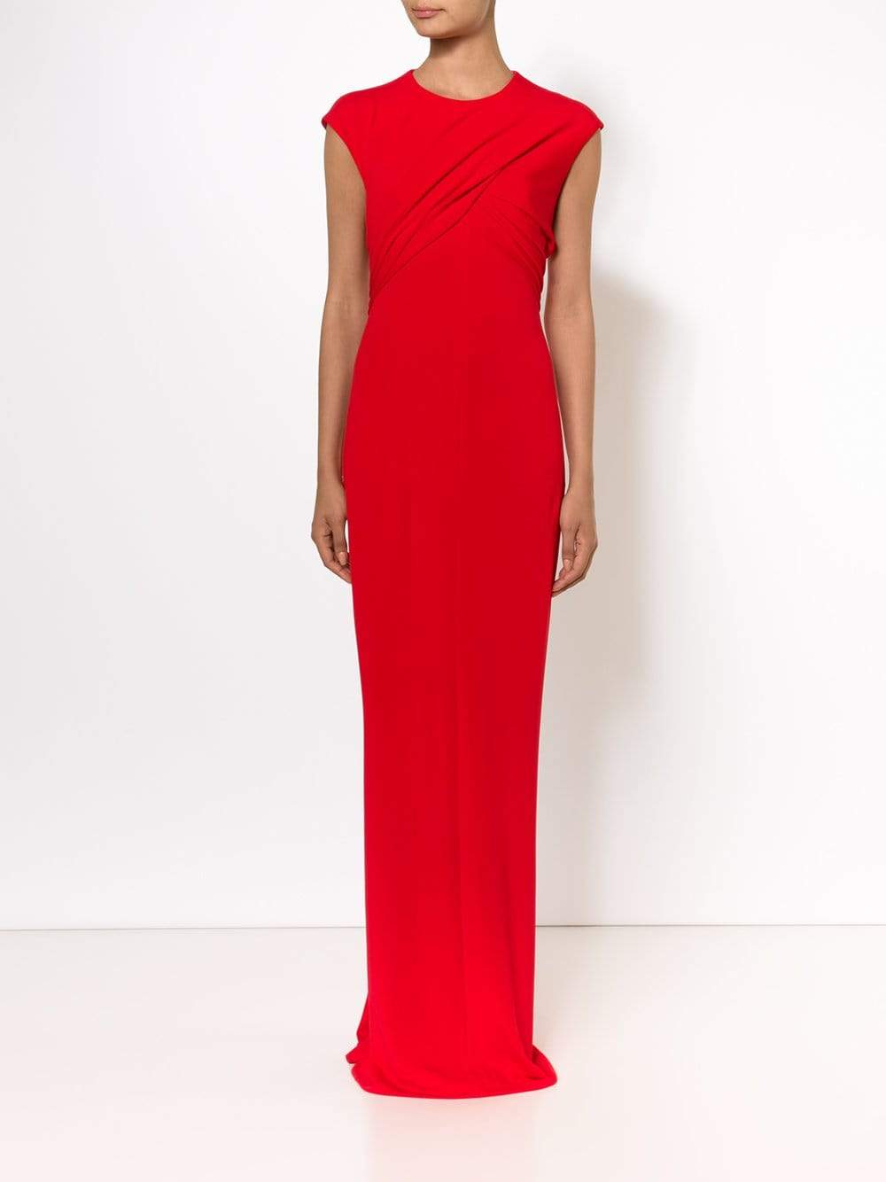 ALEXANDER MCQUEEN-Wrap Bodice Jersey Gown-GERANIUM