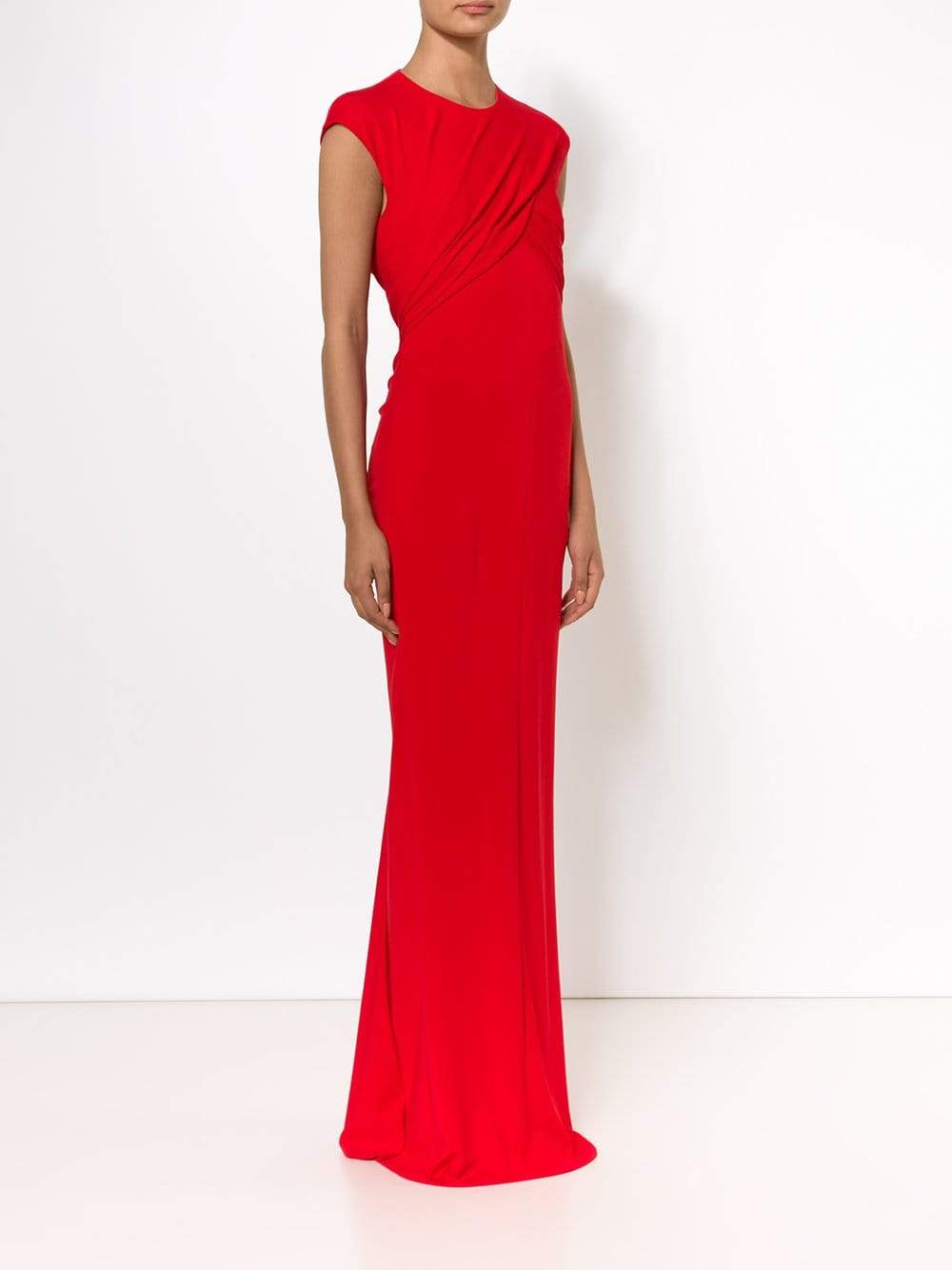 ALEXANDER MCQUEEN-Wrap Bodice Jersey Gown-GERANIUM
