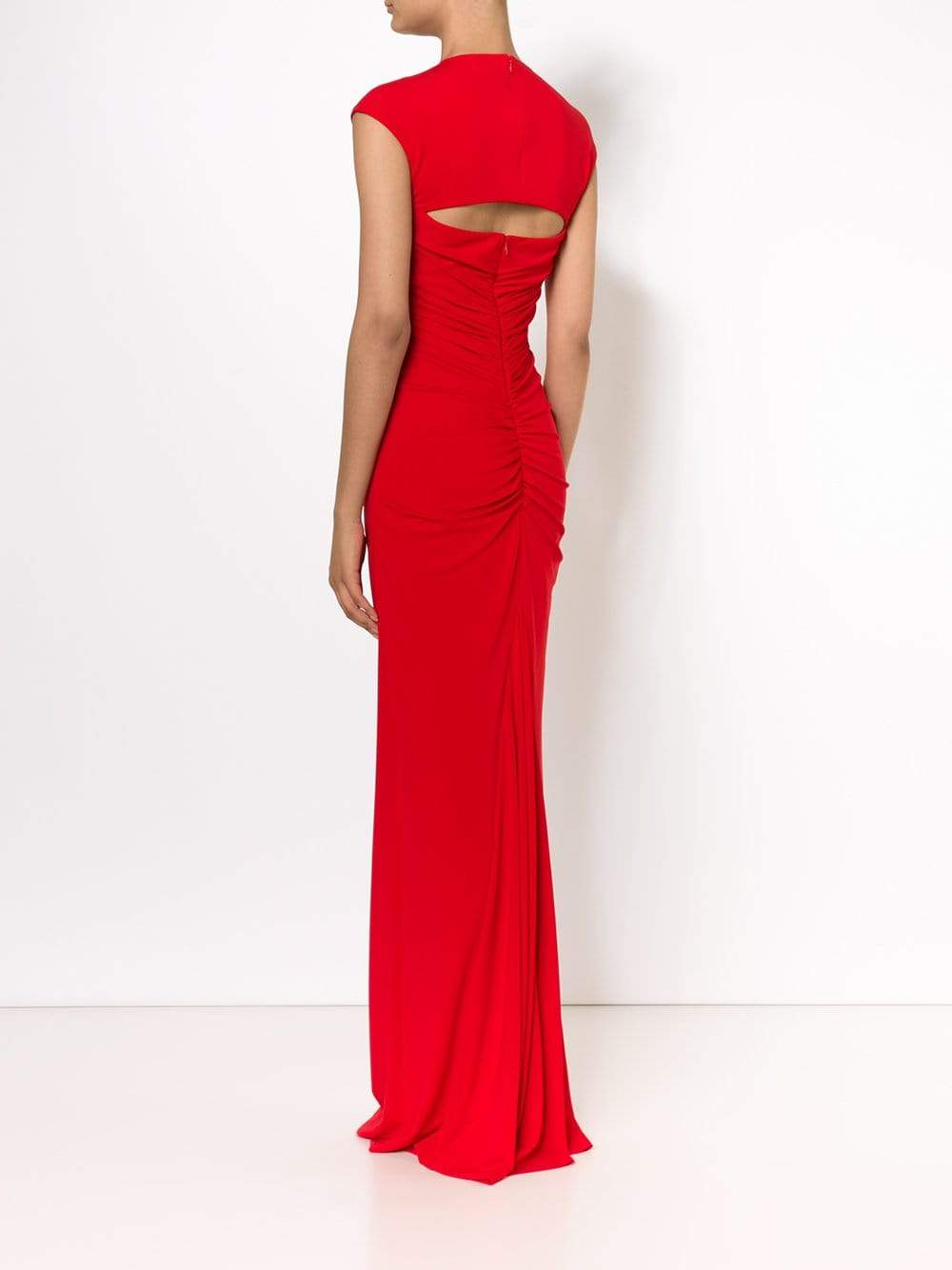 ALEXANDER MCQUEEN-Wrap Bodice Jersey Gown-GERANIUM