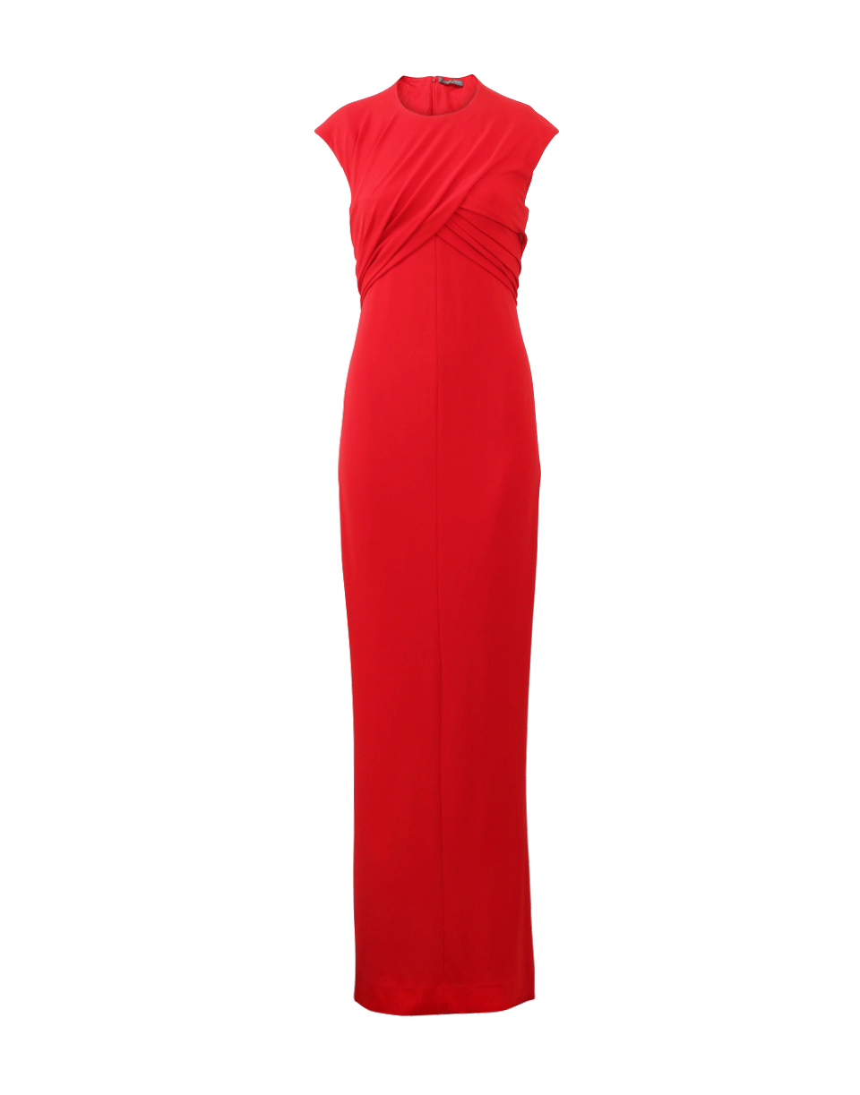 ALEXANDER MCQUEEN-Wrap Bodice Jersey Gown-GERANIUM