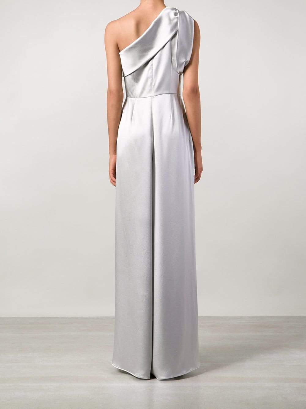 ALEXANDER MCQUEEN-One Shoulder Satin Jumpsuit-SILVER