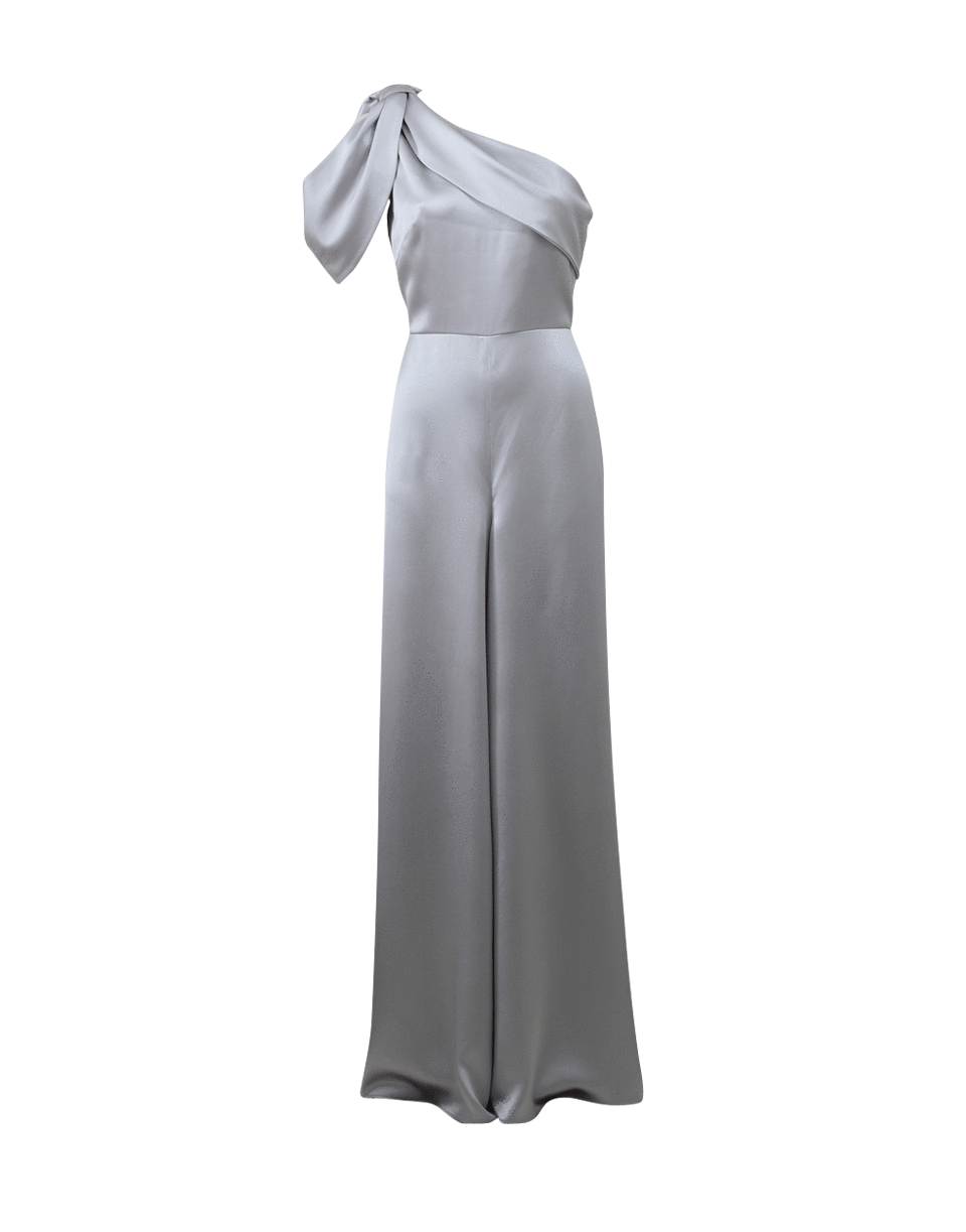 ALEXANDER MCQUEEN-One Shoulder Satin Jumpsuit-SILVER
