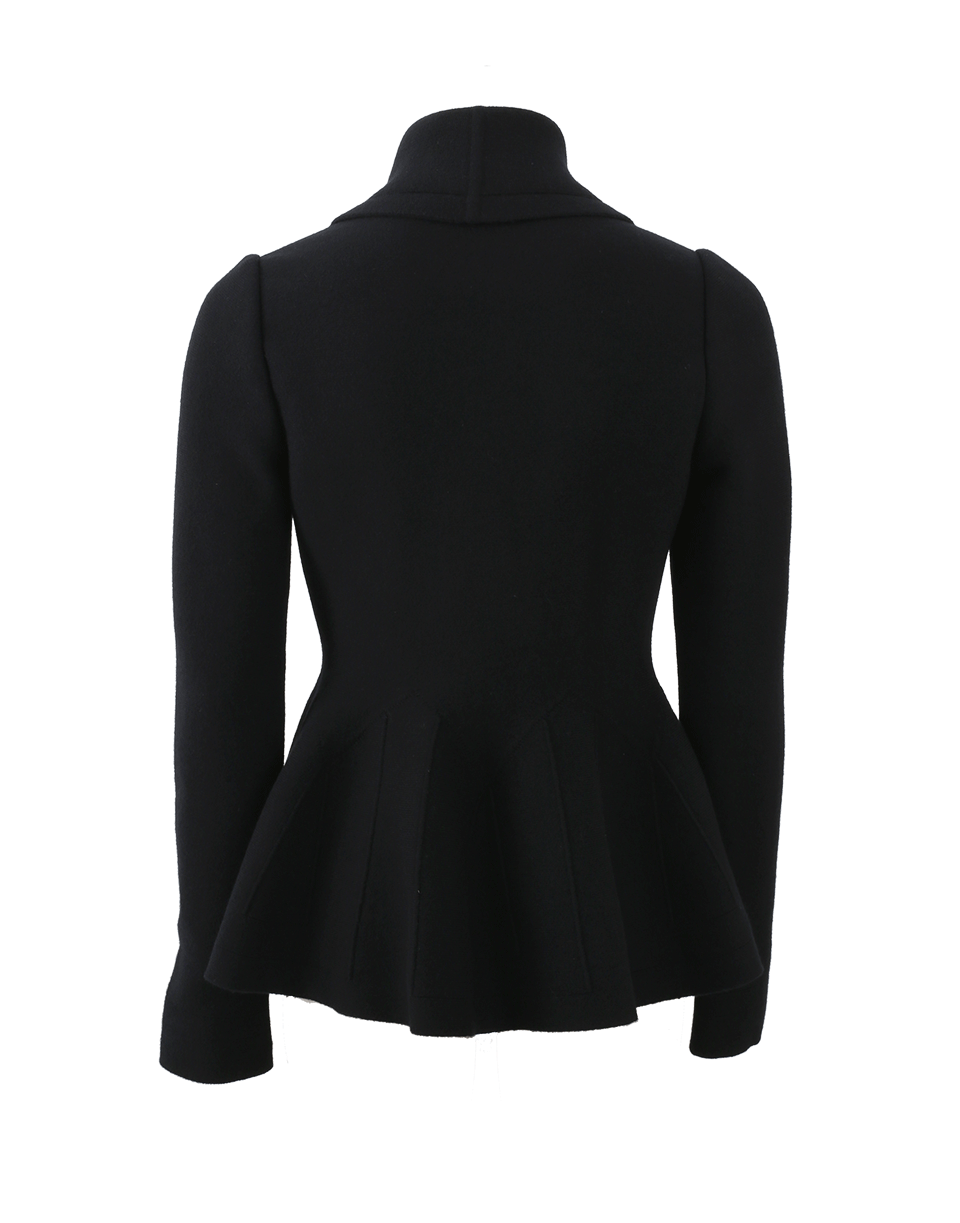 ALEXANDER MCQUEEN-Peplum Knit Double Breasted Blazer-