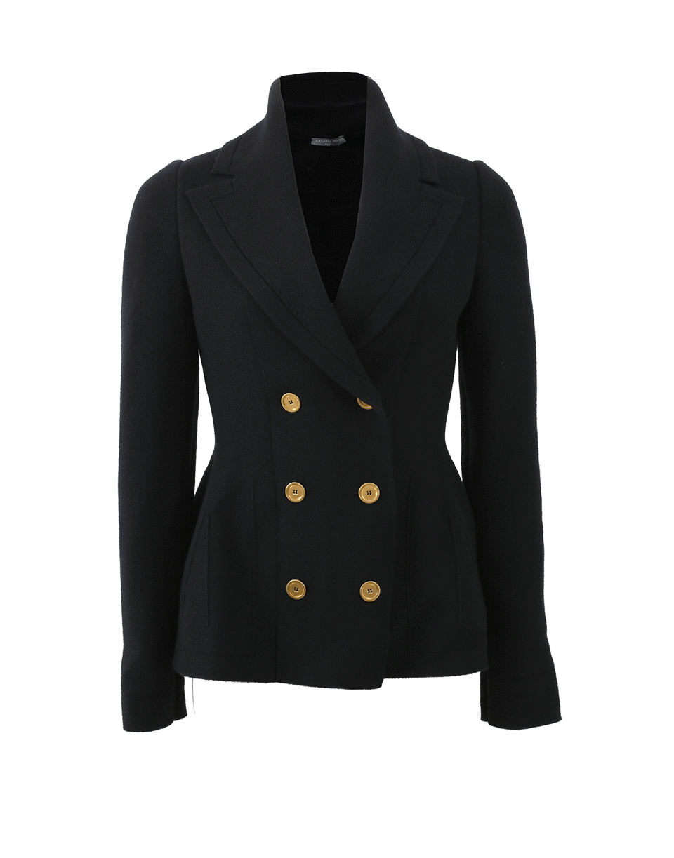 ALEXANDER MCQUEEN-Peplum Knit Double Breasted Blazer-