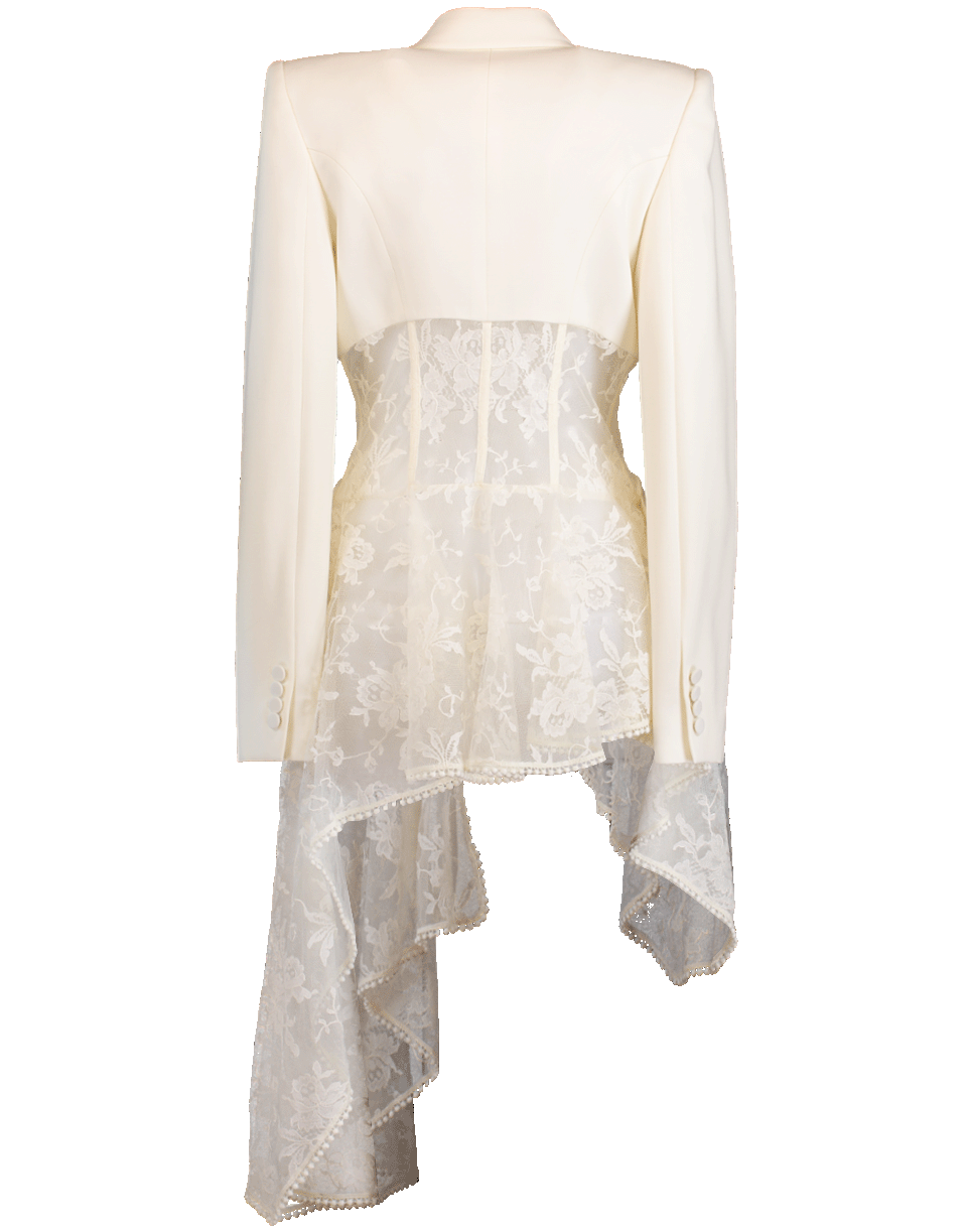 ALEXANDER MCQUEEN-Lace Draped Corset Blazer-IVORY