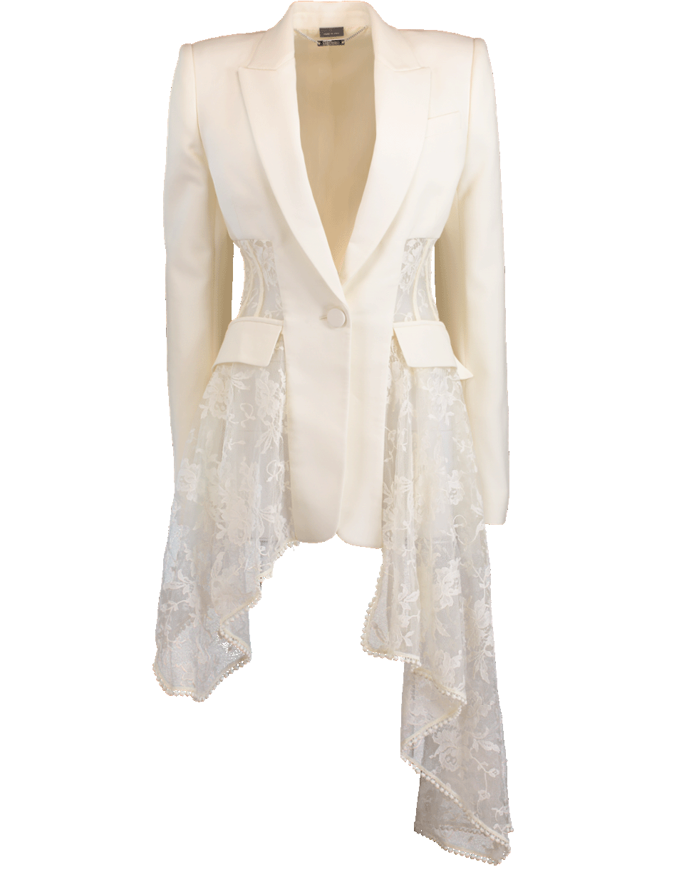 ALEXANDER MCQUEEN-Lace Draped Corset Blazer-IVORY