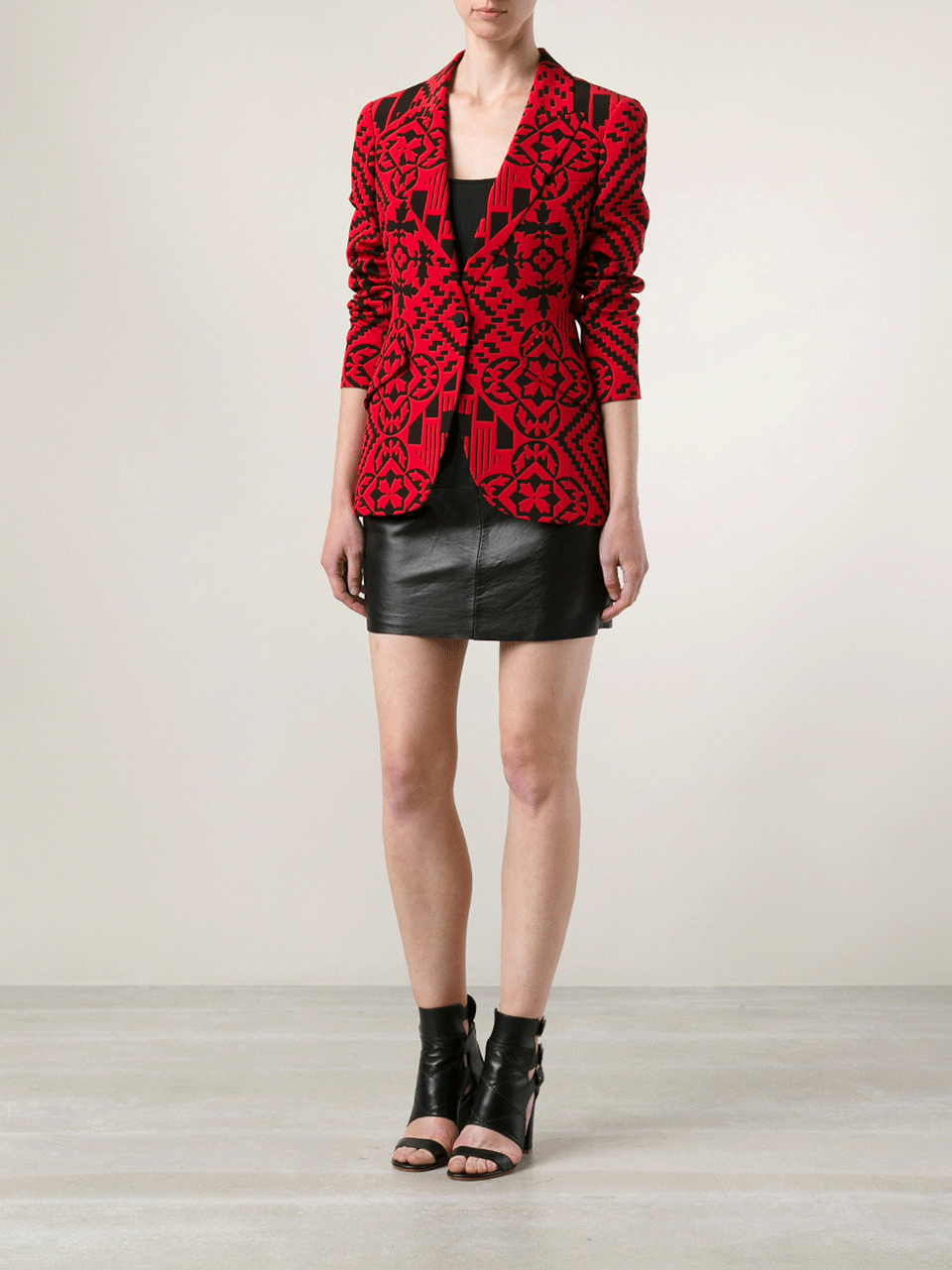 ALEXANDER MCQUEEN-One Button Patchwork Blazer-