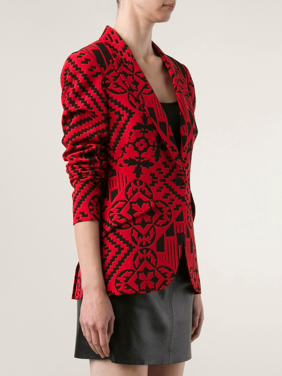 ALEXANDER MCQUEEN-One Button Patchwork Blazer-
