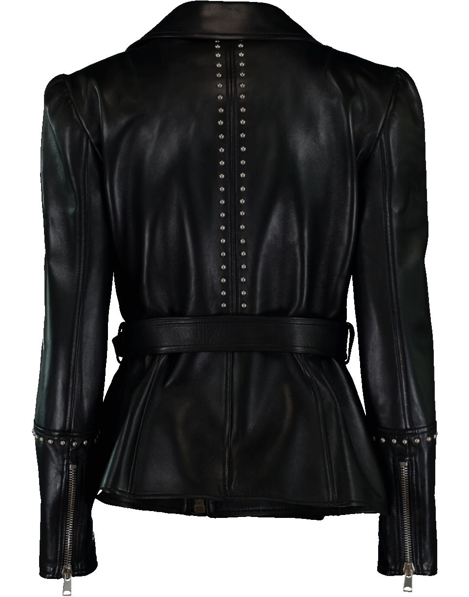 ALEXANDER MCQUEEN-Studded Leather Jacket-BLK/SLVR