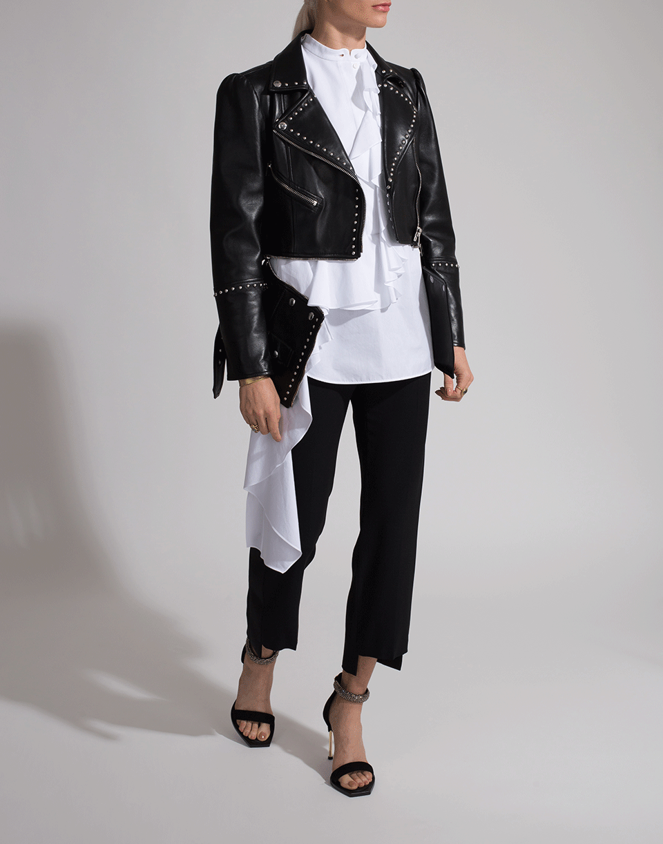 ALEXANDER MCQUEEN-Studded Leather Jacket-BLK/SLVR