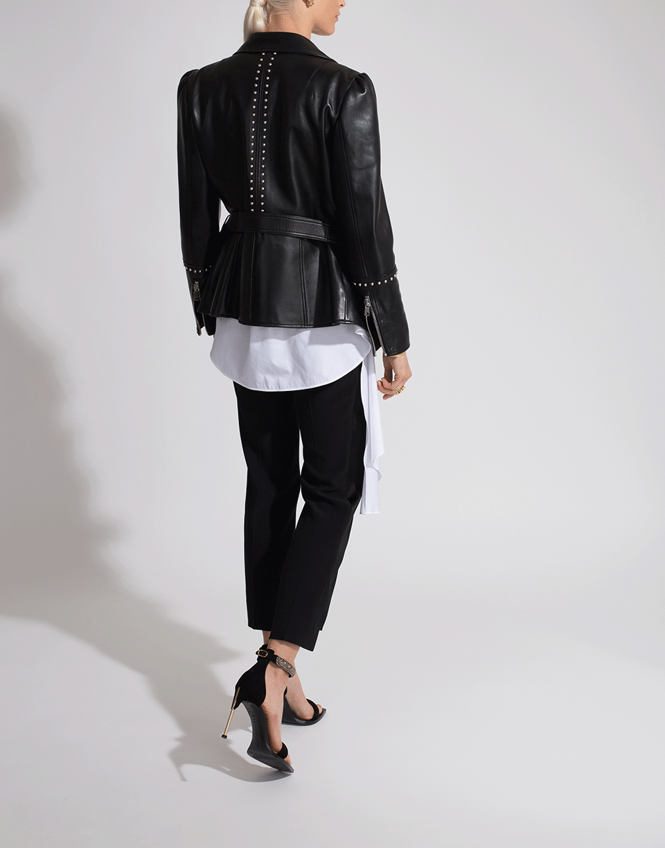 ALEXANDER MCQUEEN-Studded Leather Jacket-BLK/SLVR
