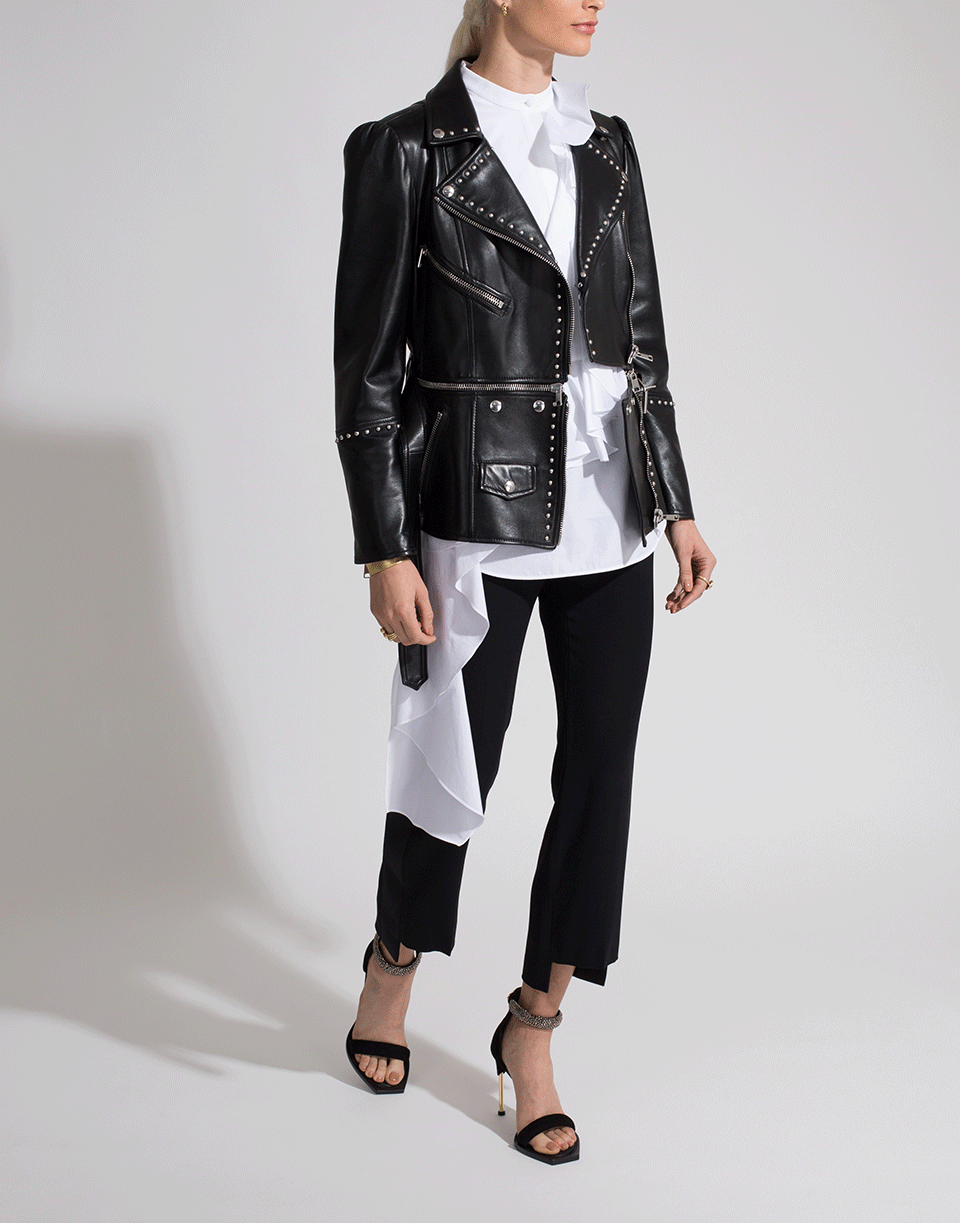 ALEXANDER MCQUEEN-Studded Leather Jacket-BLK/SLVR