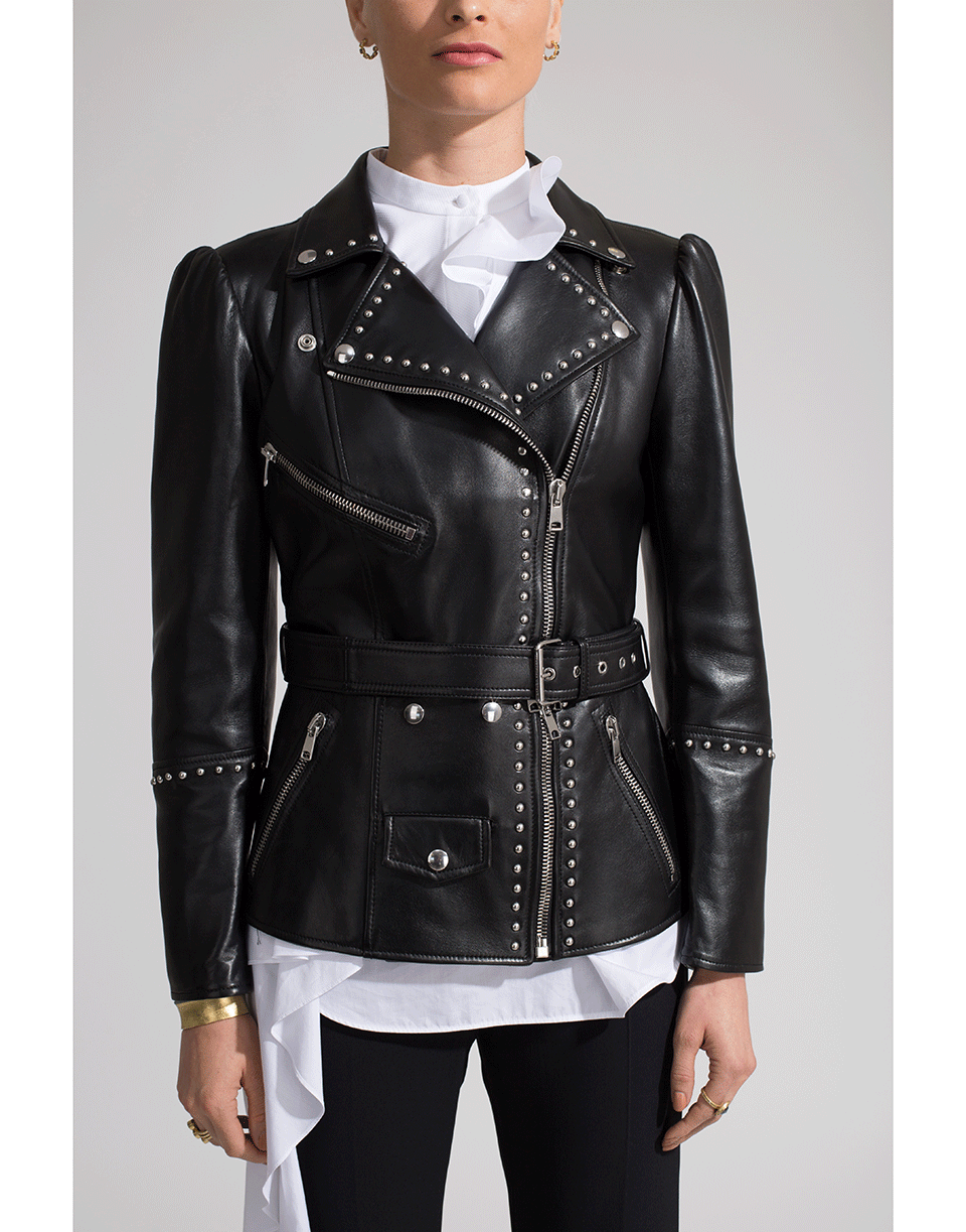 ALEXANDER MCQUEEN-Studded Leather Jacket-BLK/SLVR