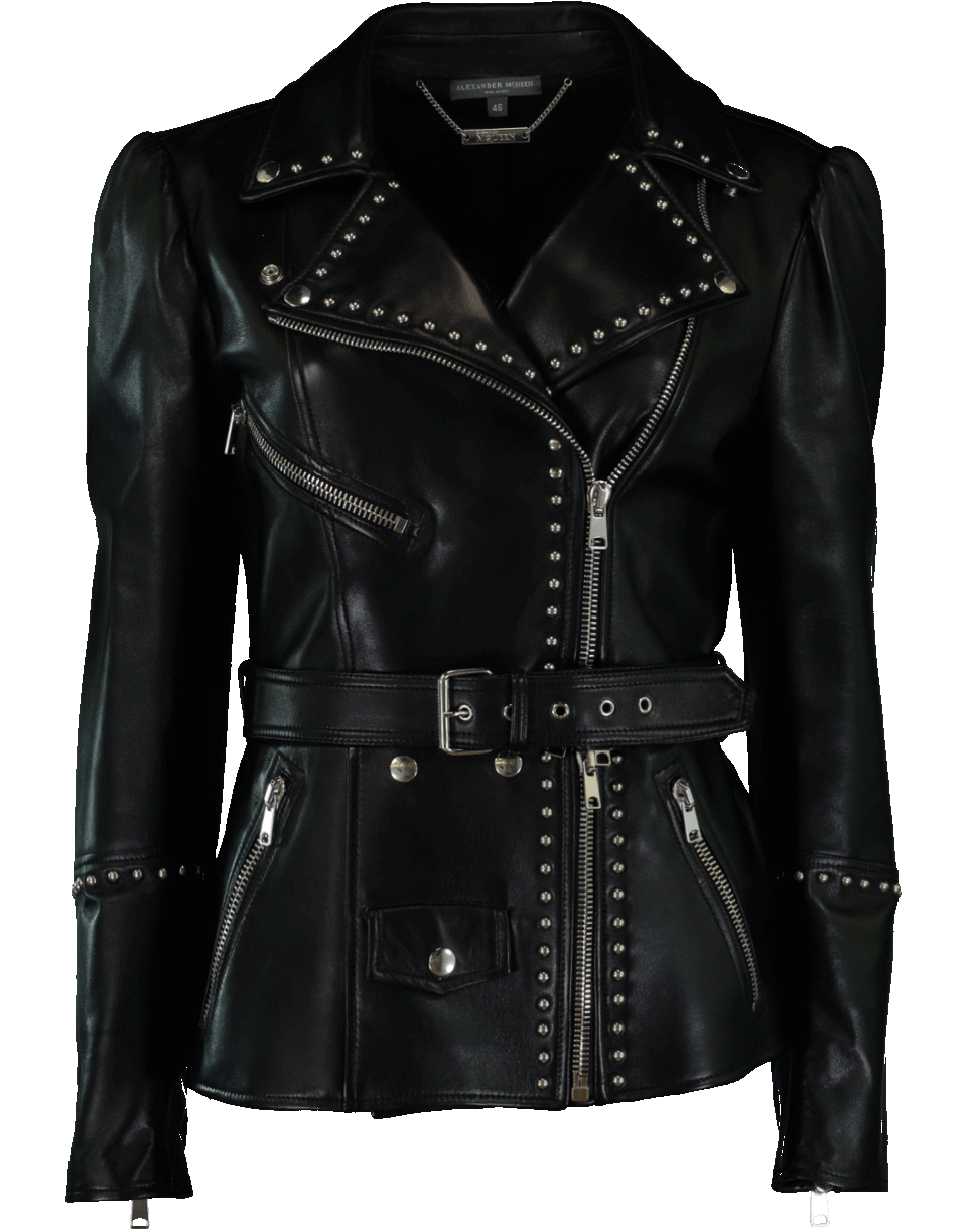 ALEXANDER MCQUEEN-Studded Leather Jacket-BLK/SLVR