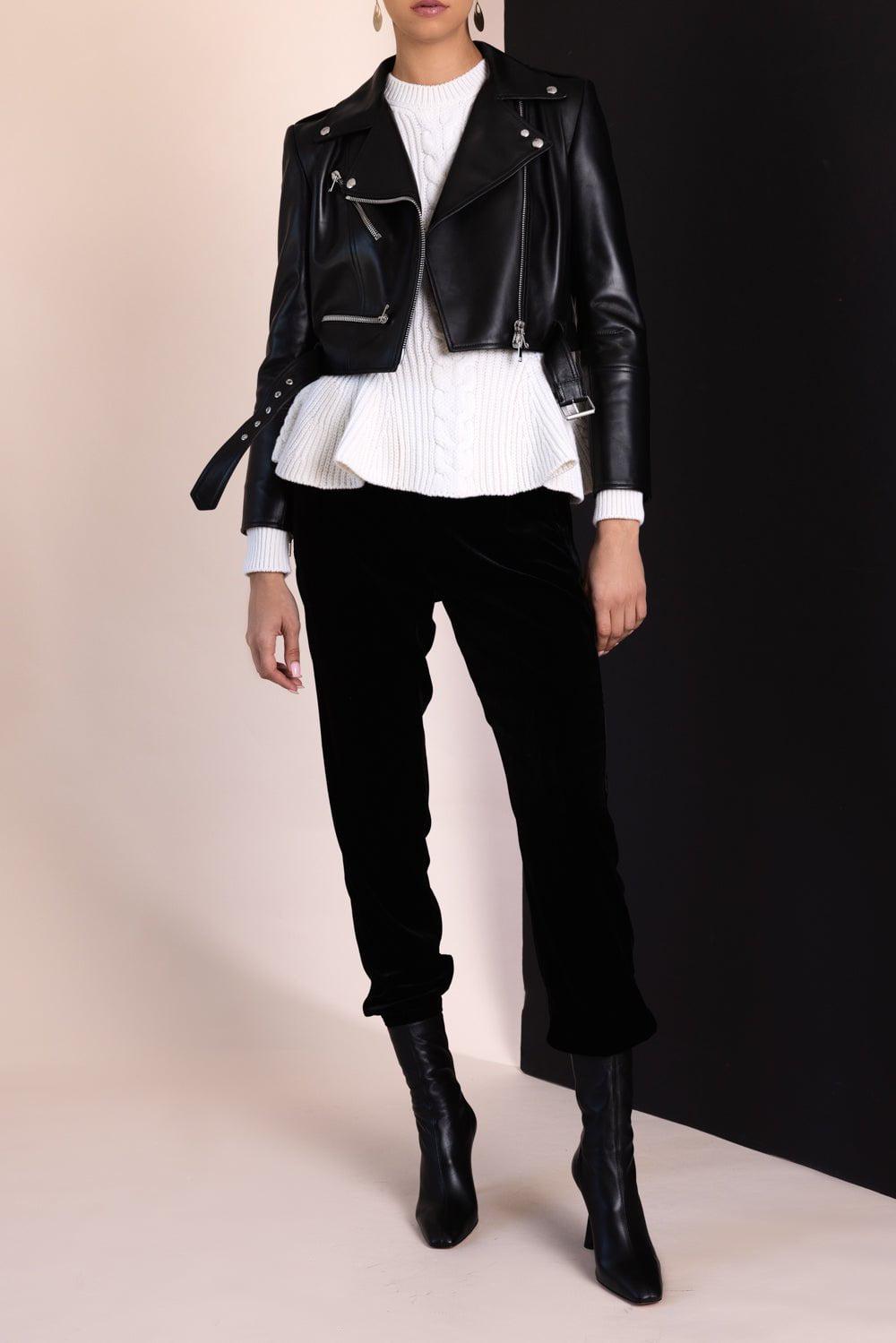 ALEXANDER MCQUEEN-Cropped Biker Jacket - Black-