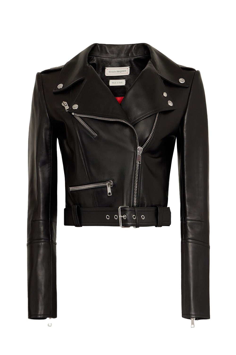 ALEXANDER MCQUEEN-Cropped Biker Jacket - Black-