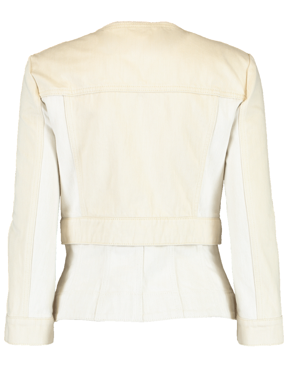 ALEXANDER MCQUEEN-Split Sleeve Collarless Denim Jacket-