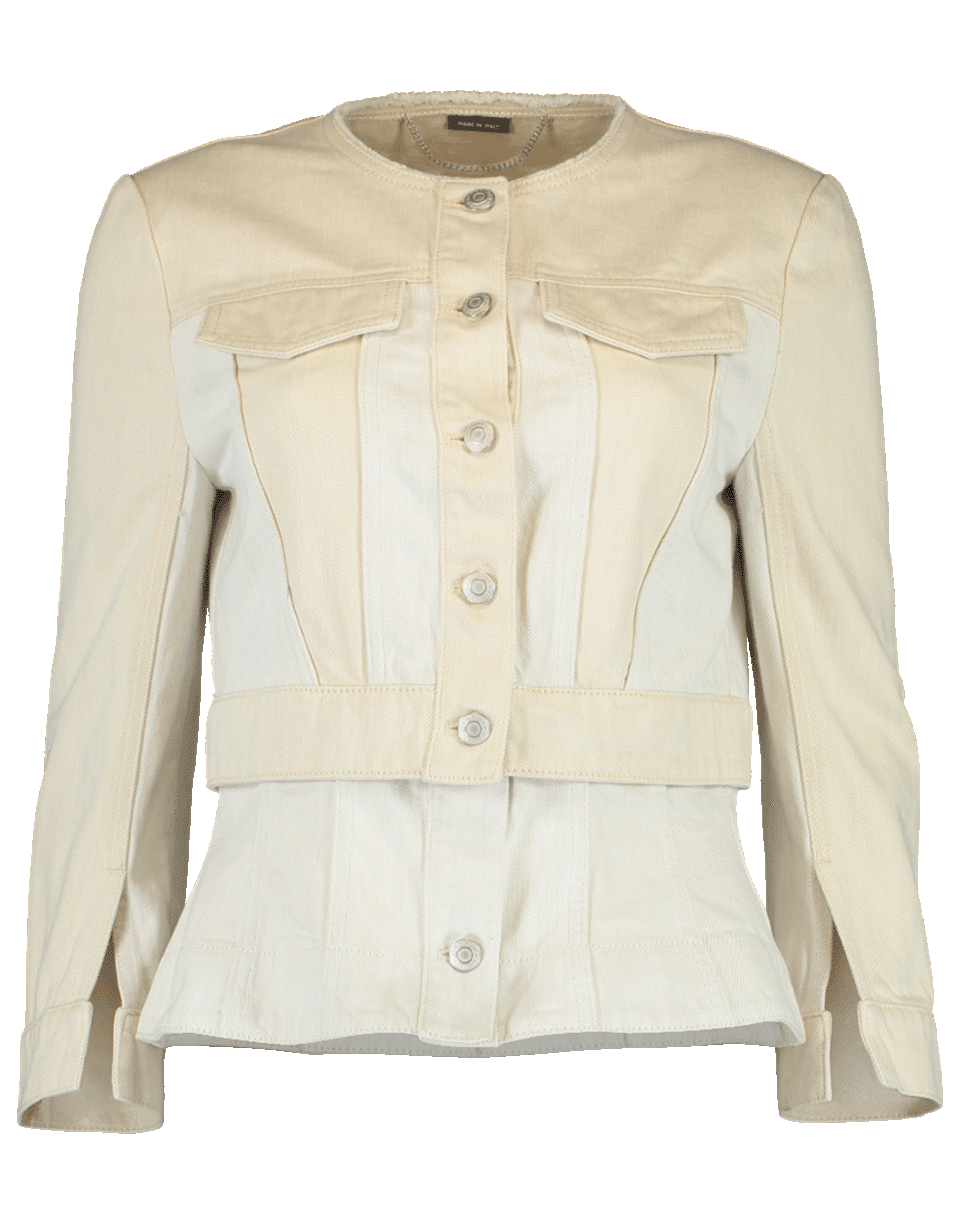 ALEXANDER MCQUEEN-Split Sleeve Collarless Denim Jacket-