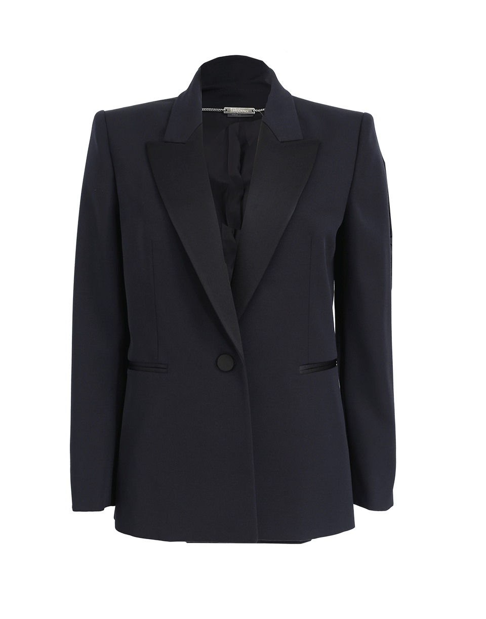 ALEXANDER MCQUEEN-Satin Lapel Blazer-NAVY