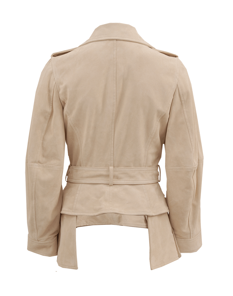 ALEXANDER MCQUEEN-Belted Suede Jacket-PALEGREY