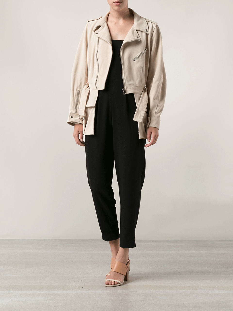 ALEXANDER MCQUEEN-Belted Suede Jacket-PALEGREY