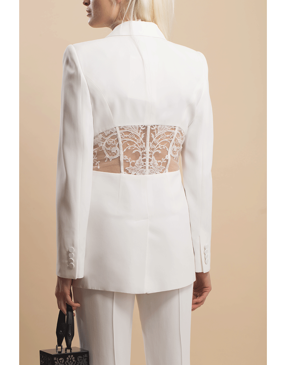 ALEXANDER MCQUEEN-Lace Insert Jacket and Pant Set-