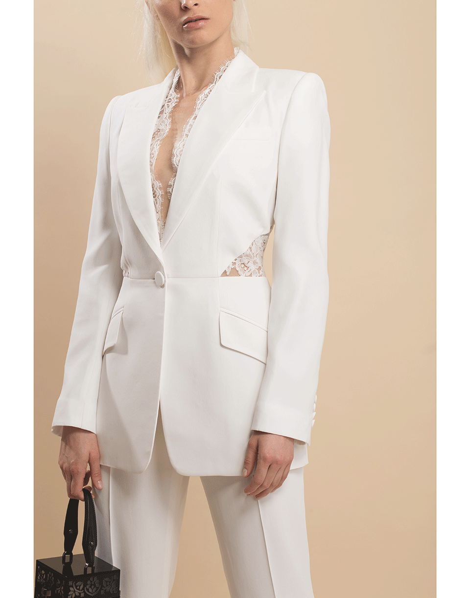 ALEXANDER MCQUEEN-Lace Insert Jacket and Pant Set-