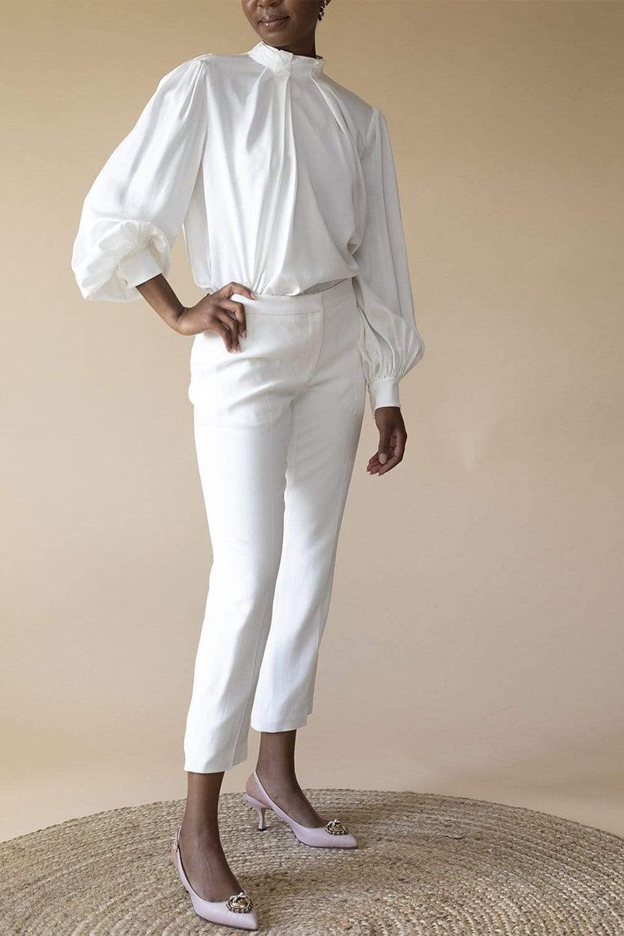 ALEXANDER MCQUEEN-Ivory Cropped Trouser-IVORY