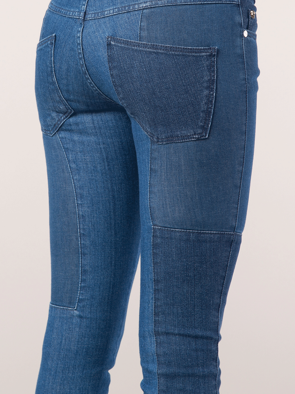 ALEXANDER MCQUEEN-Blue And Indigo Patchwork Denim Crop Jean-