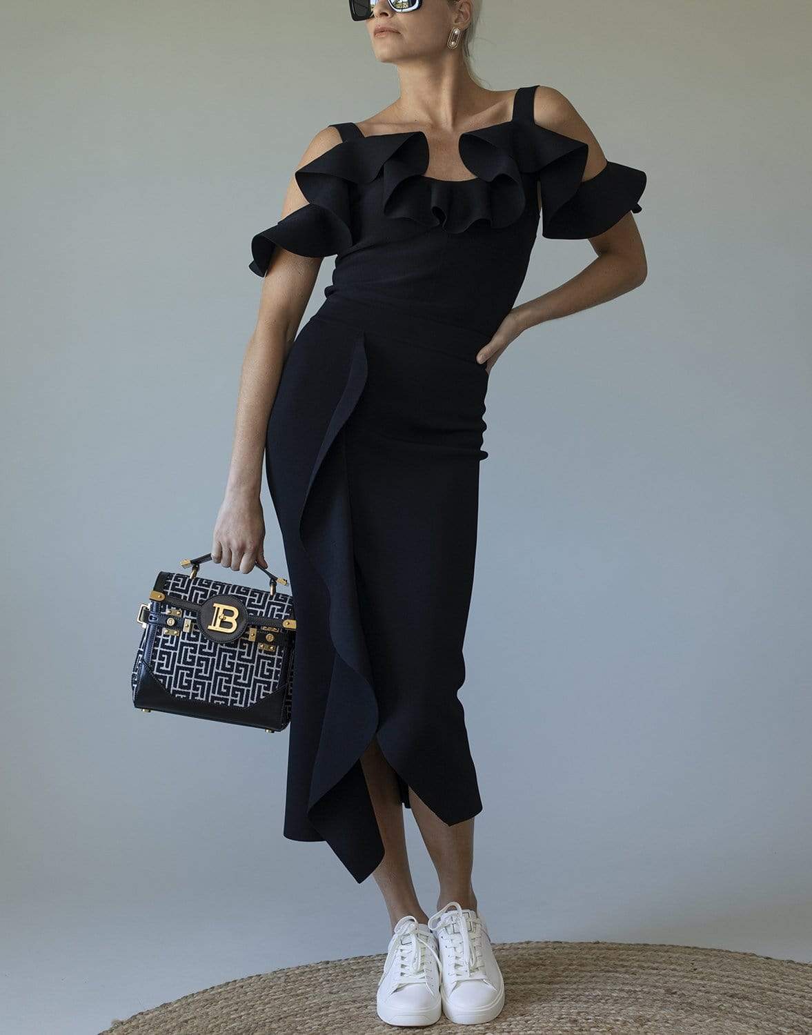 ALEXANDER MCQUEEN-Ruffle Front Midi Skirt-