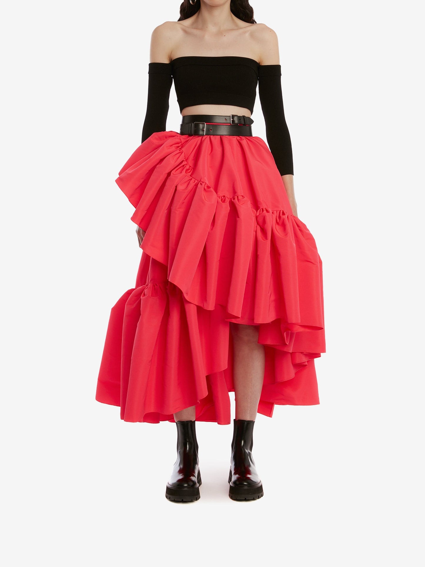 ALEXANDER MCQUEEN-Gather Ruffle Midi Skirt-