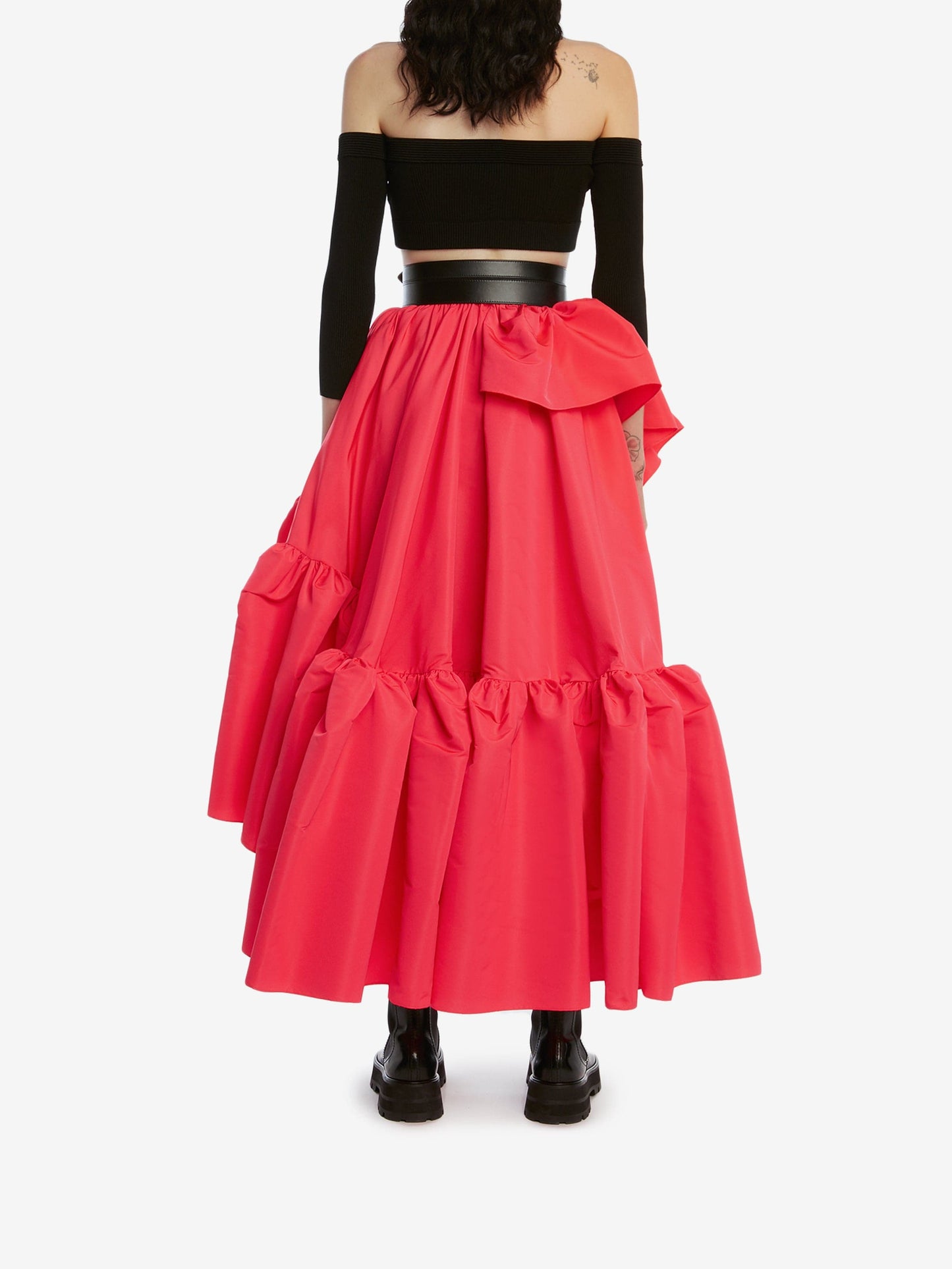 ALEXANDER MCQUEEN-Gather Ruffle Midi Skirt-