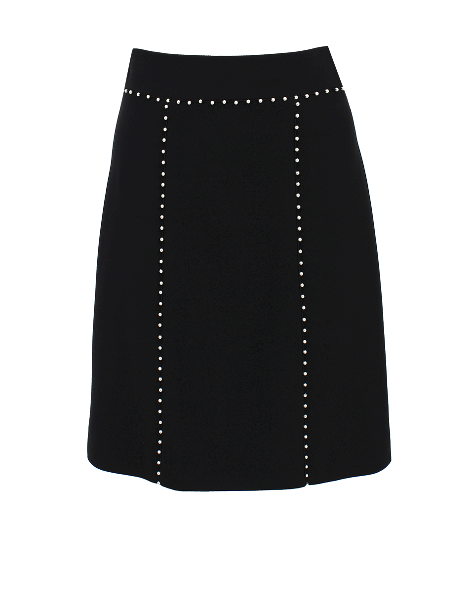 ALEXANDER MCQUEEN-Pearl Trim High Waist Skirt-