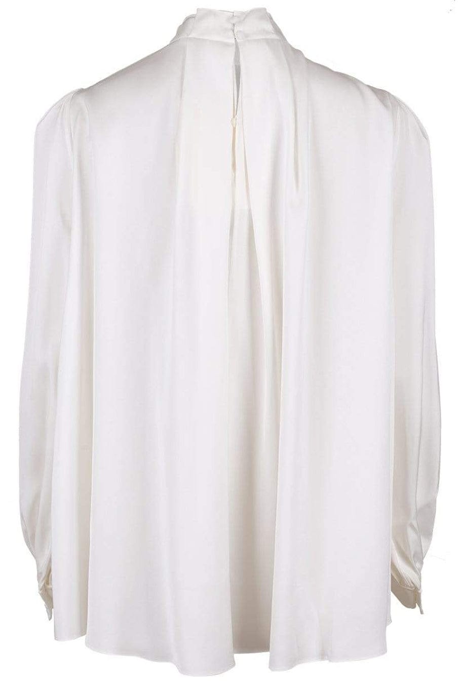 ALEXANDER MCQUEEN-Ivory Silk High Neck Blouse-
