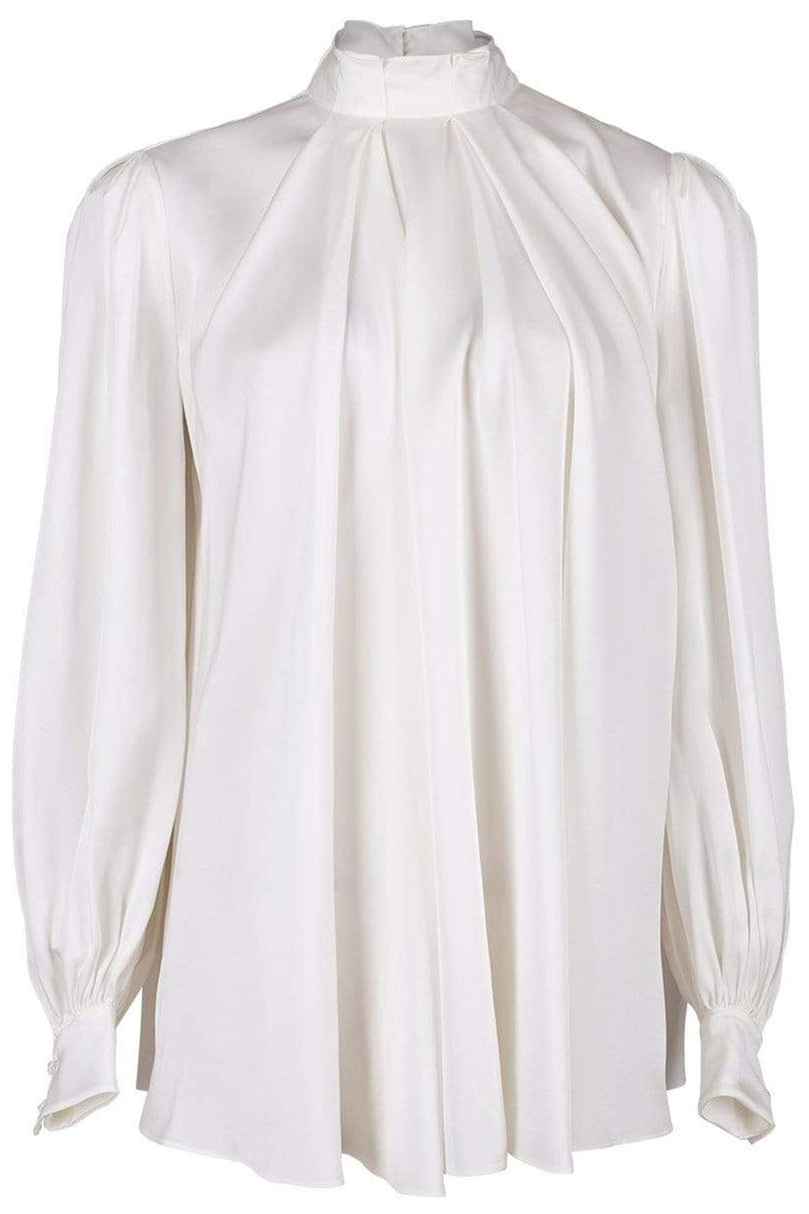 ALEXANDER MCQUEEN-Ivory Silk High Neck Blouse-