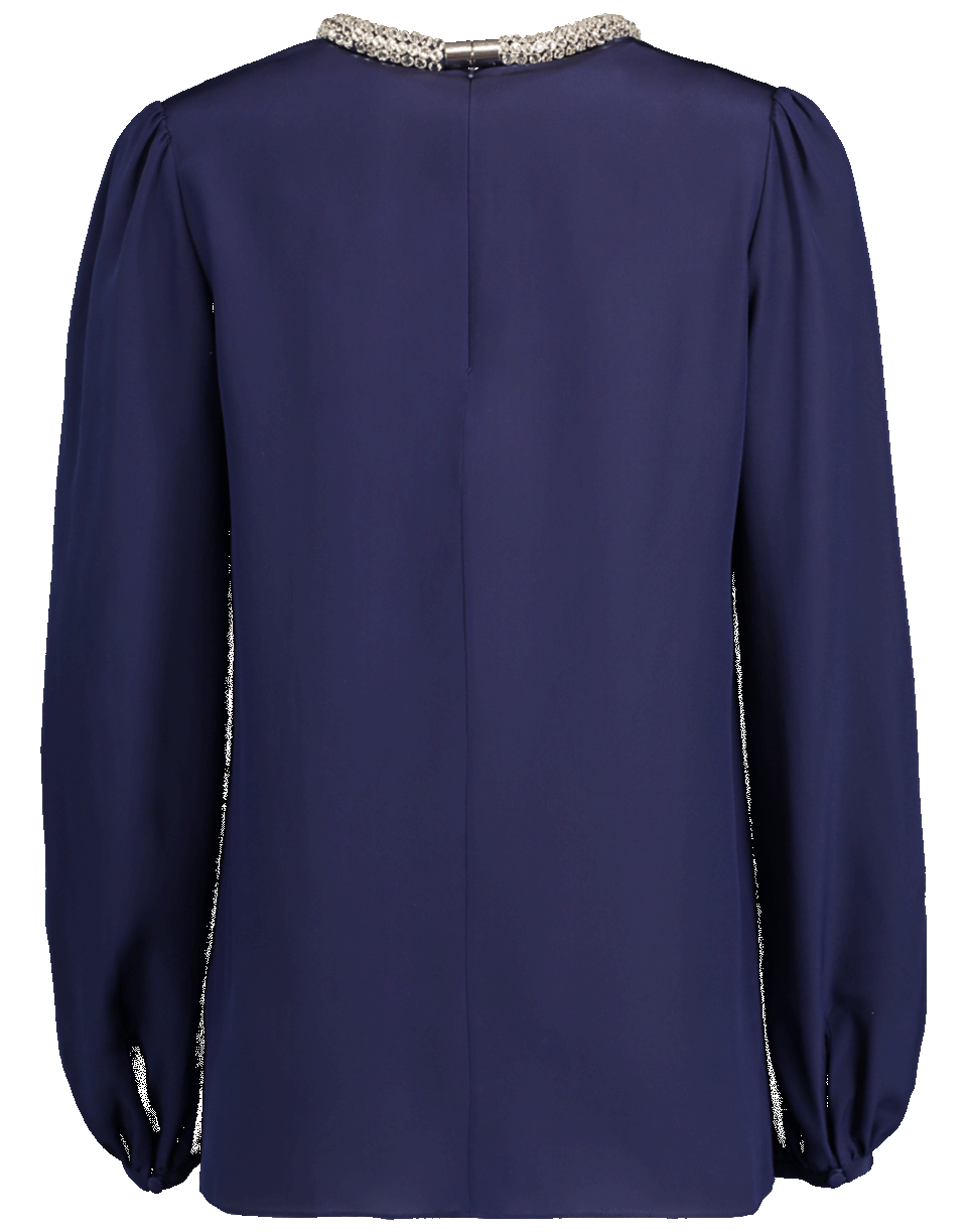 ALEXANDER MCQUEEN-Jeweled Neckline Blouse-